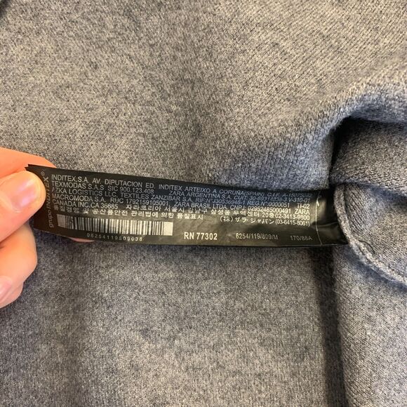 Zara Knit Sweater Womens M Medium Gray Split Seams High Low Cropped Pullover - Picture 8 of 11